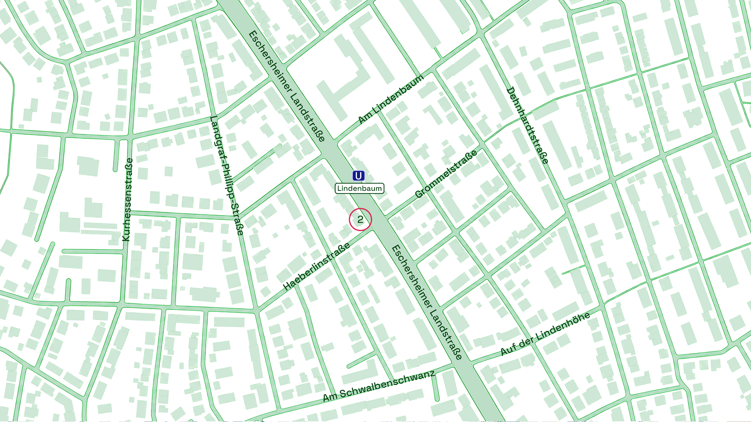 Kartenvorschau – Lage der Neuropraxis am Lindenbaum, Haeberlinstraße 2, Frankfurt
